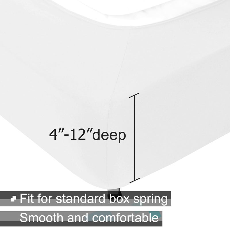 ALYVIA SPRING Box Spring Cover Twin/Twin XL Size - Jersey Knit & Stretchy Wrap Around 4 Sides Bed Skirt for Hotel & Home, White - Image 2